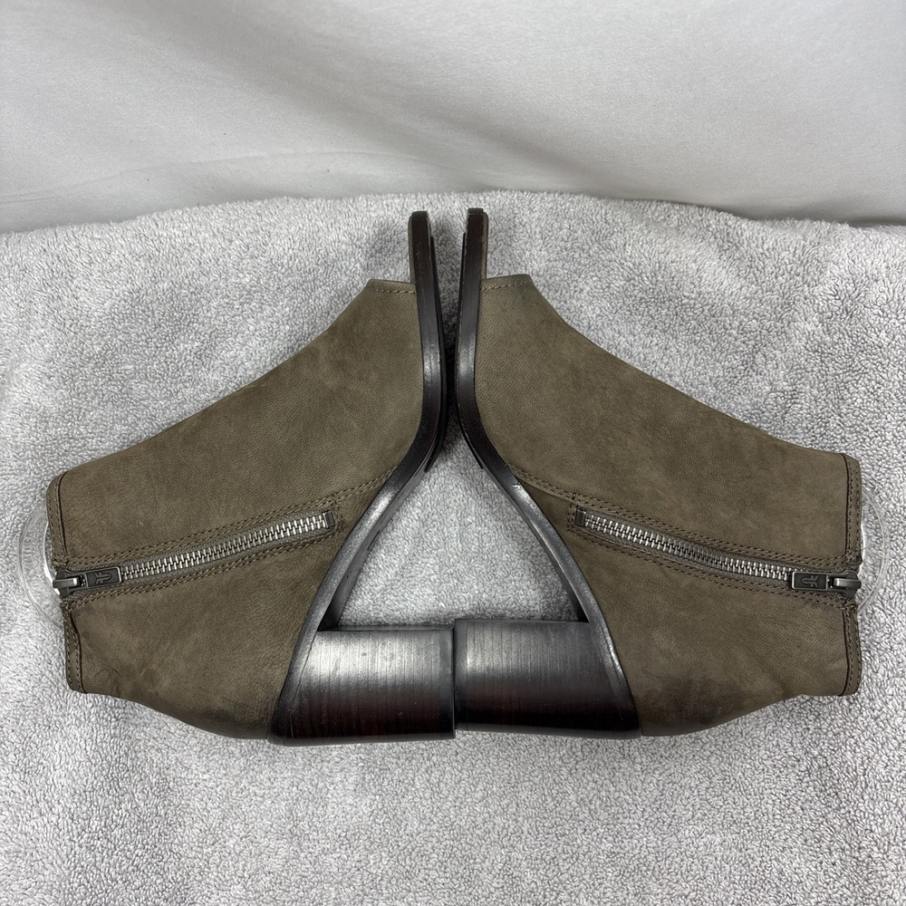 Frye Gray Leather Peep Toe Booties Danika 3478035 Heeled Ankle Boots Size 6.5 M - Picture 8 of 16
